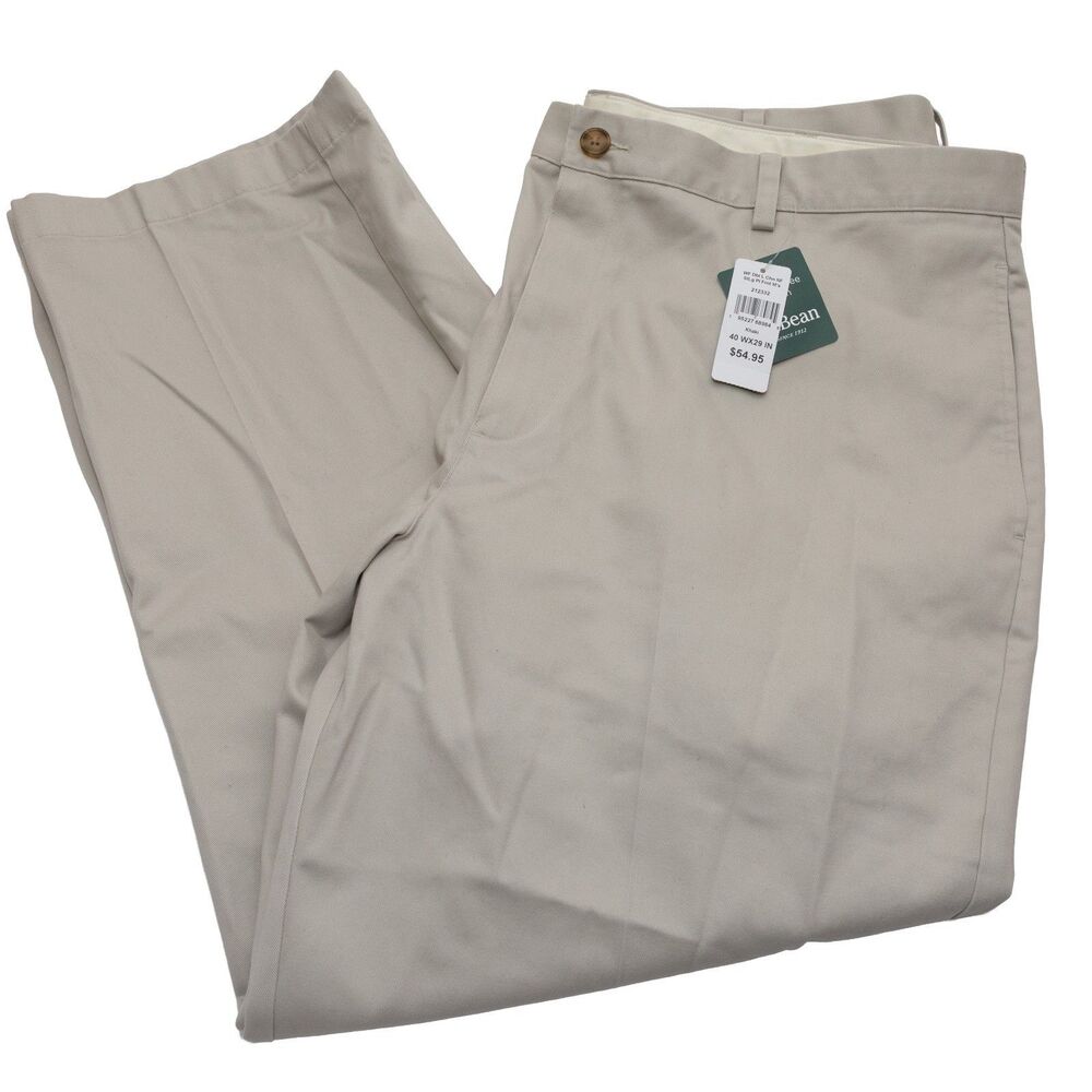 L.L.Bean Natural Fit Khaki Chino Pants Mens 40x29 Straight Leg Cotton Stretch